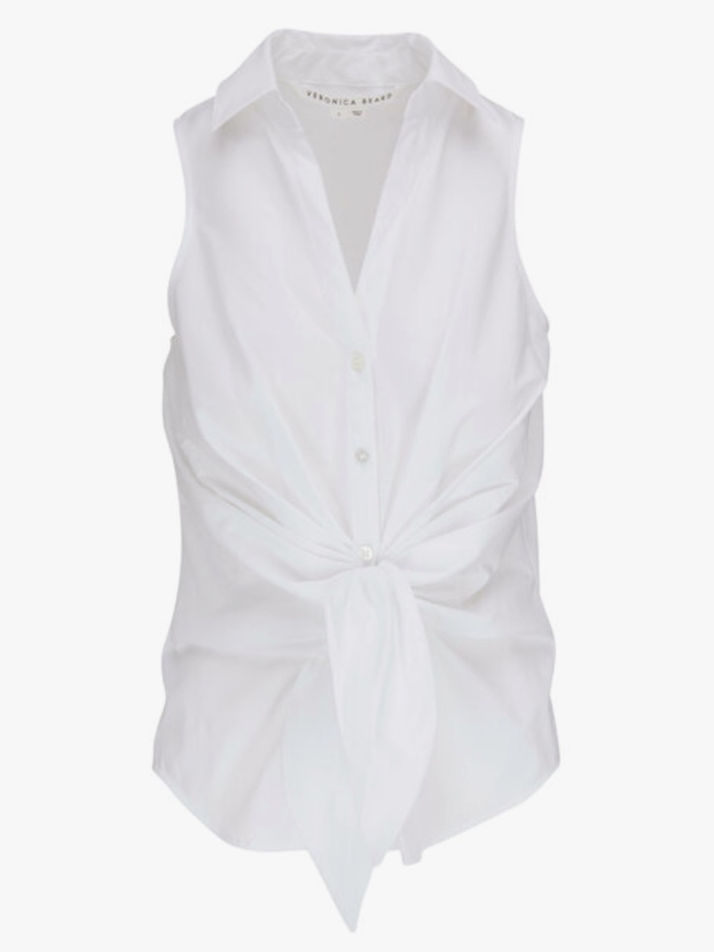 Veronica Beard Vallie white sleeveless tie-front shirt blouse